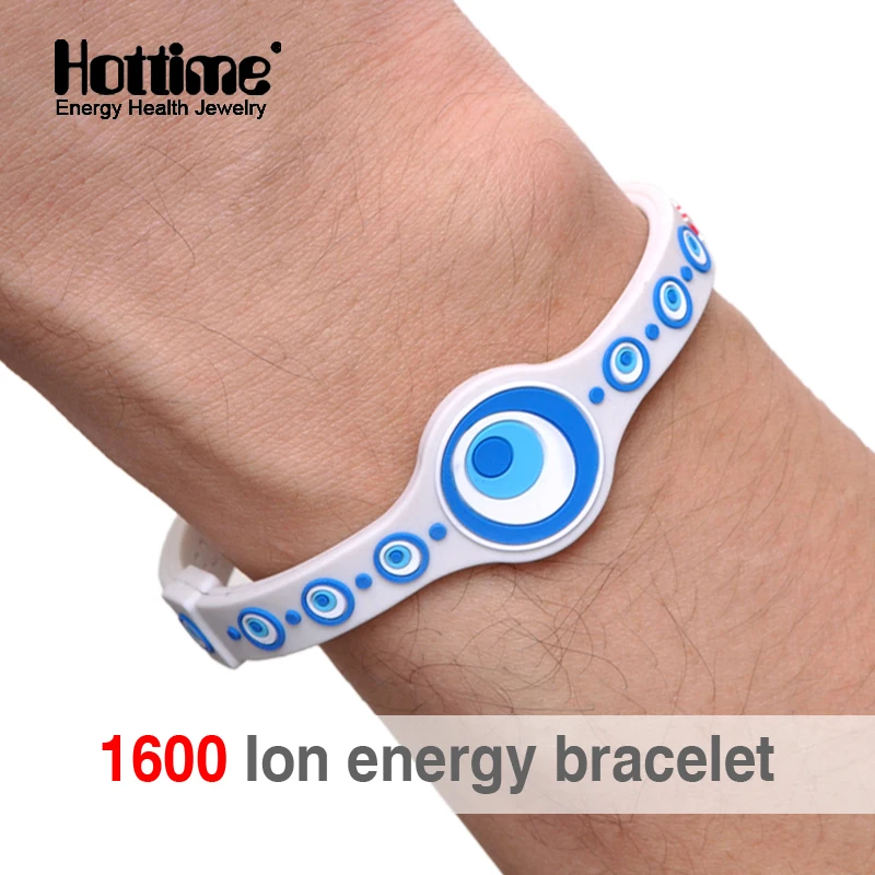 Hottime 1600 ion Bio Energy Unisex Trendy Silicone Rubber Flexible Wristband Wrist Band Cuff Bracelet Bangle For Women Men PROX2