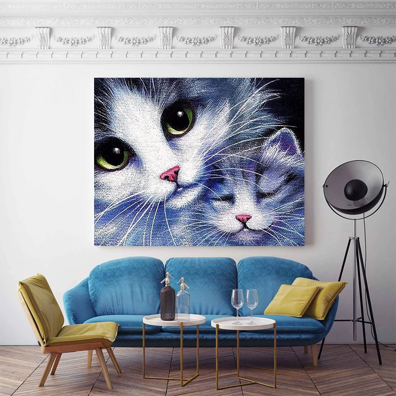 Online Farbe durch zahl kunst malerei durch zahlen Kätzchen nette nette größe mutter und kind paar katze fangen schmetterling