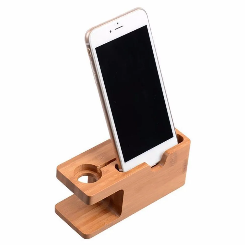 Настольная подставка 2 в 1 из бамбукового дерева для iPhone iPad планшетов телефонов