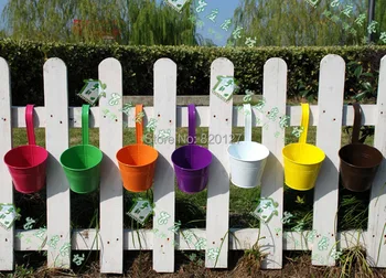 

5pcs 9*10cm High Quality Small Size Mixed Multi Color Hanging Metal Flower Growing Planting Pot Tube