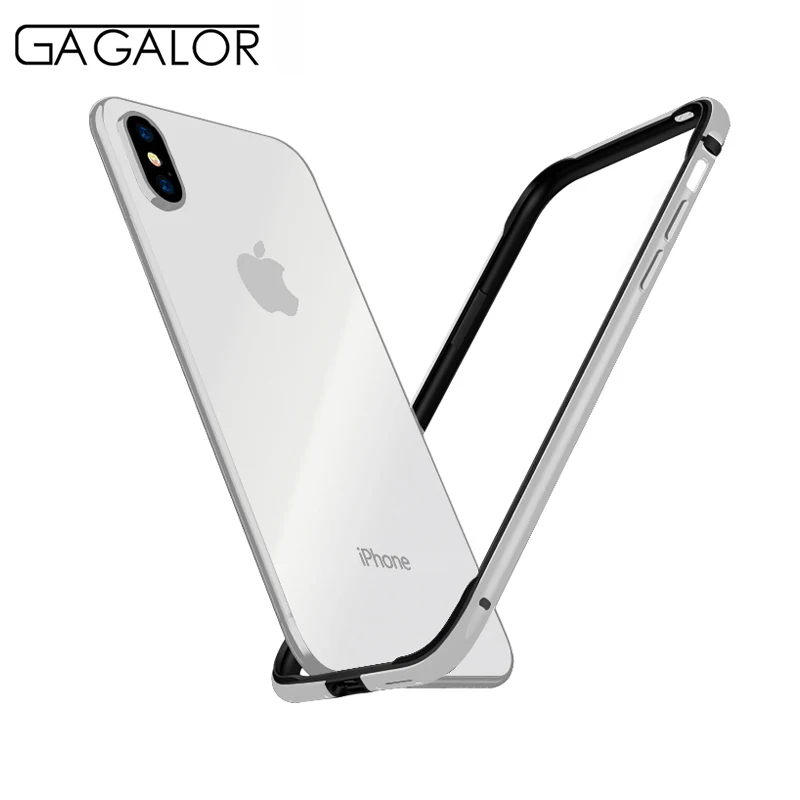 

GAGALOR phone case metal bumper for iPhone XS MAX 6.5" ultra thin silicone lining for iPhone MAX aluminium alloy black