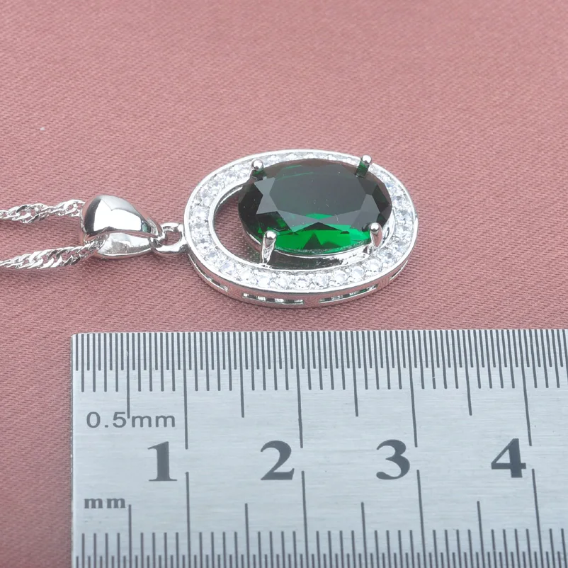 Серебряный цвет ювелирный набор Зеленый Кристалл Свадебные украшения для женщин