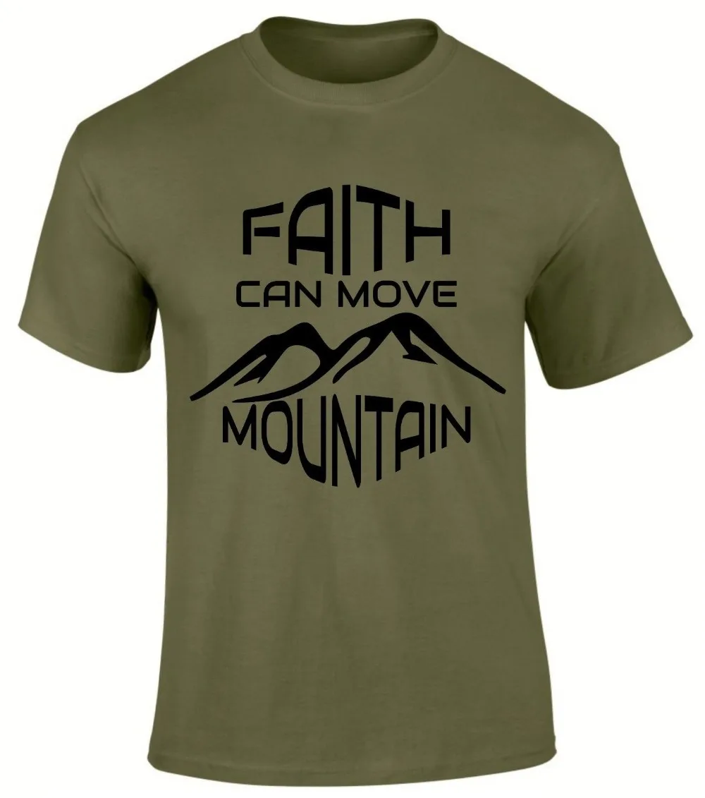Мужская футболка с круглым вырезом и короткими рукавами Faith Can Move Mountain Trust Jesus