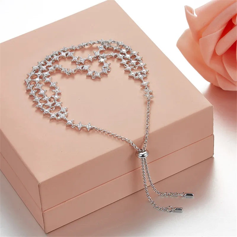 SLJELY бренд Дизайн стерлингового серебра 925 кубических циркона многослойных звезды Galaxy браслет Для женщин Свадебные Свадебная вечеринка Роскошные ювелирные изделия