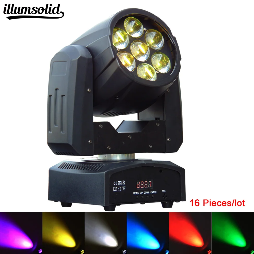 

16pcs/lot Professional LED Stage Lights 7X12W RGBW zoom LED Stage Lighting Effect DMX512 for DJ Disco Party KTV
