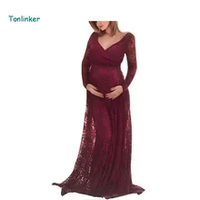 Tonlinker Fashion Pregnant Women long sleeves Lace Fancy Sexy dress Maternity Dress for Photo Shoot Maternity Photography Props Tonlinker Fashion Pregnant Women long sleeves Lace Fancy Sexy dress Maternity Dress for Photo Shoot Maternity Photography Props