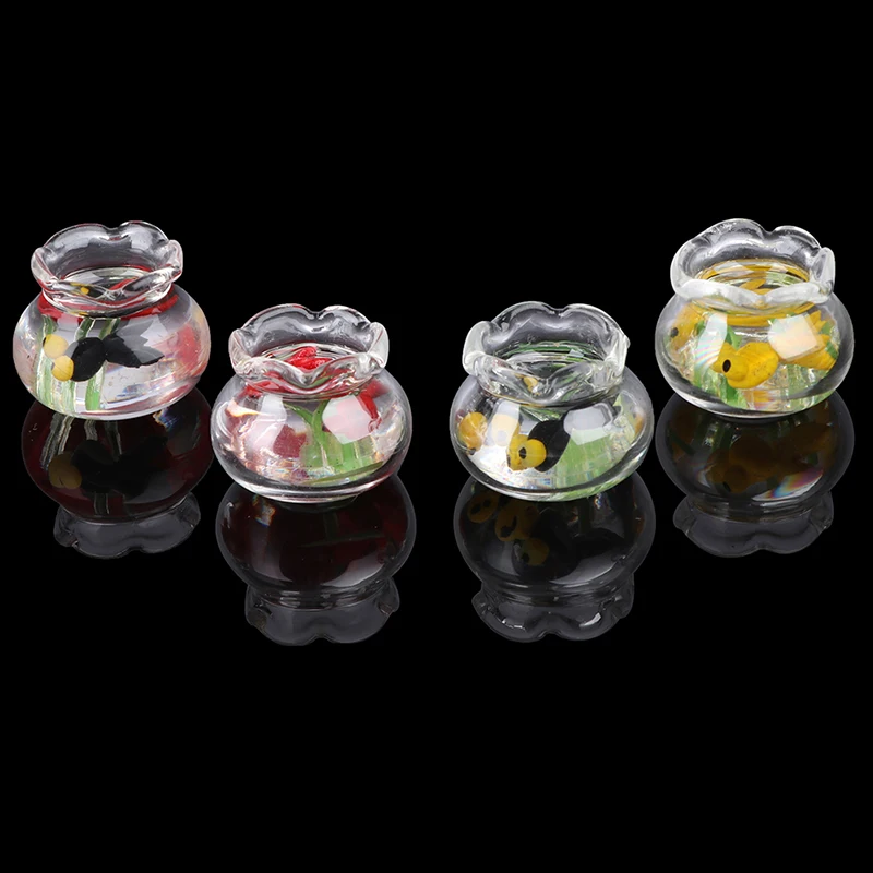 

1:12 Mini Dollhouse Miniature Glass Fish Tank Transparent Aquarium Dollhouse Home Ornaments Kids Toys