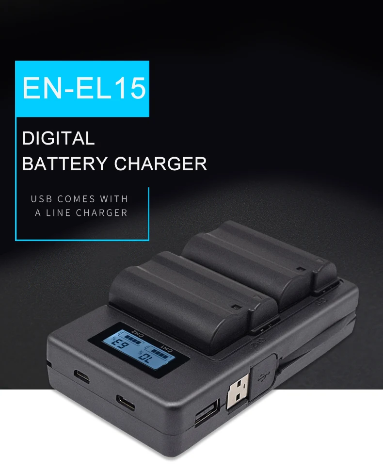 PALO EN-EL15 ENEL15 EL15 зарядное устройство ЖК-USB двойное зарядное устройство для Nikon D500, D600, D610, D750, D7000, D7100, D7200, D800, D800E, D810