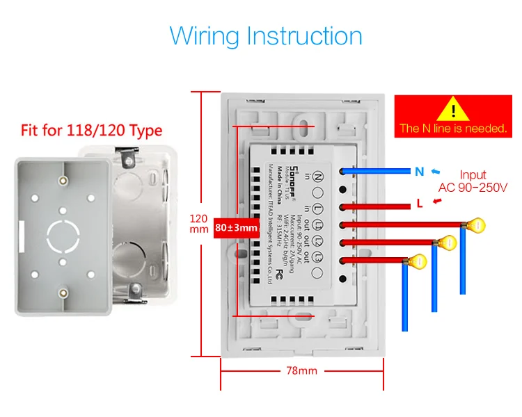 Sonoff T1 US Smart Wifi настенный выключатель света 1 2 3 Банды сенсорный/WiFi/315 RF/APP удаленный умный дом настенный сенсорный переключатель работает с Alexa