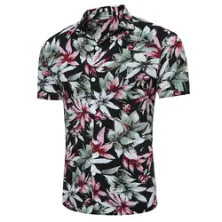 Новые летние для мужчин's повседневное Гавайский цветок рубашка Мода личность тонкий узор короткий рукав рубашка большие размеры, для
