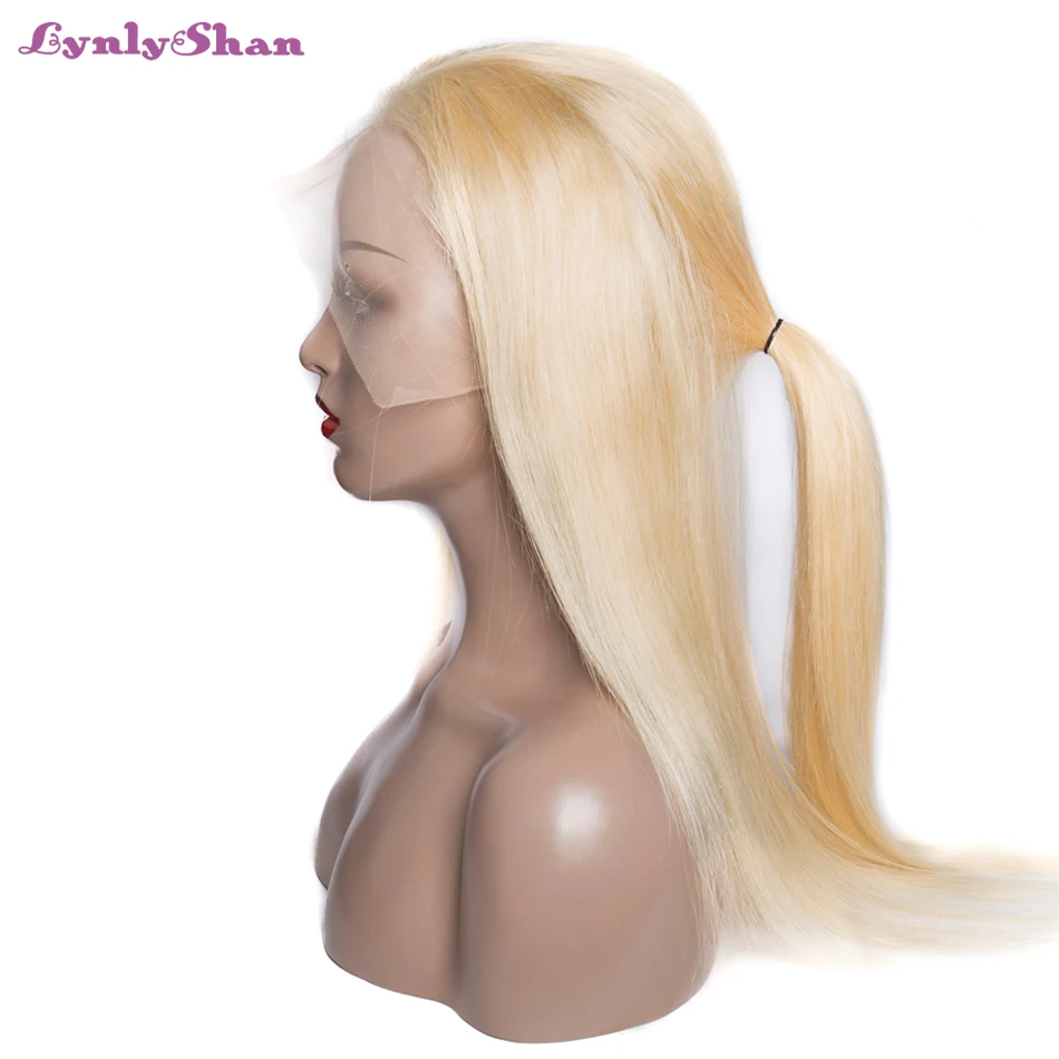 

Lynlyshan Hair Malaysian Straight Full Lace Human Hair Wig 100% Remy Human Hair 10-28 inch #613 Color Flull Lace Wigs for Women
