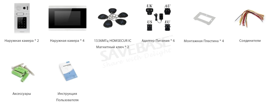 HOMSECUR 7 "Проводной Видео и Аудио Домашний Интерком с RFID доступом для дома безопасности  BC071-S + BM715-S