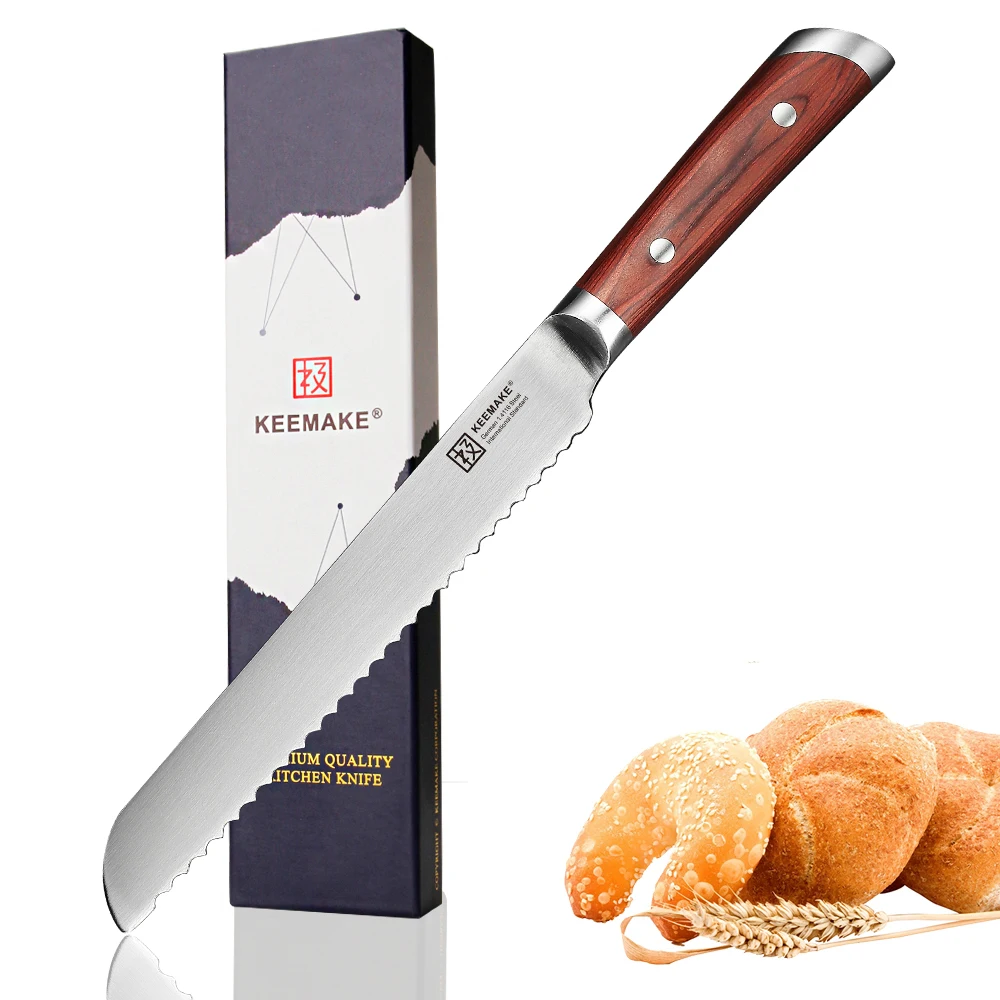 Keemake High Quality 8" Bread Knife German 1.4116 Steel Sharp Blade