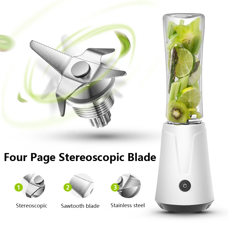 

600ML Pro Juicer Portable Blender Fruit Smoothie Shakes Four Page Blade Madness Mix Blend Jet Grinder Juice Maker