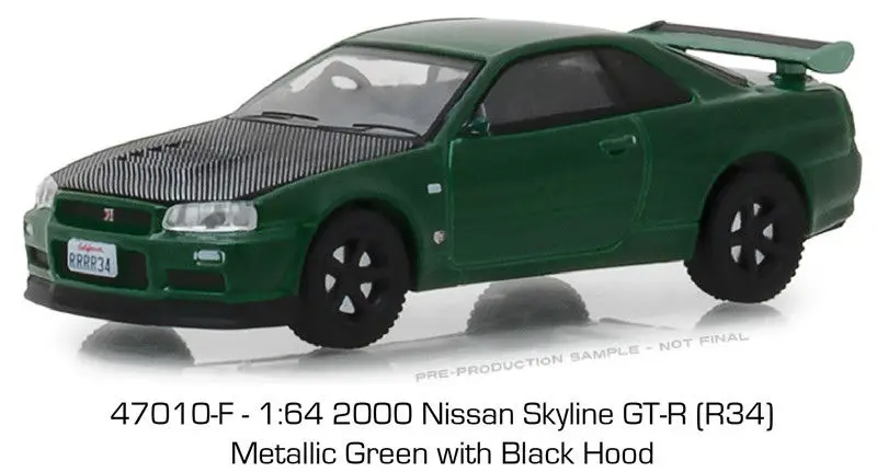 GL 1: 64 2000 NISSAN SKYLINE GT-R(R34) сплав модель машинки, Diecast металлические игрушки подарок на день рождения для детей, носки для мальчиков