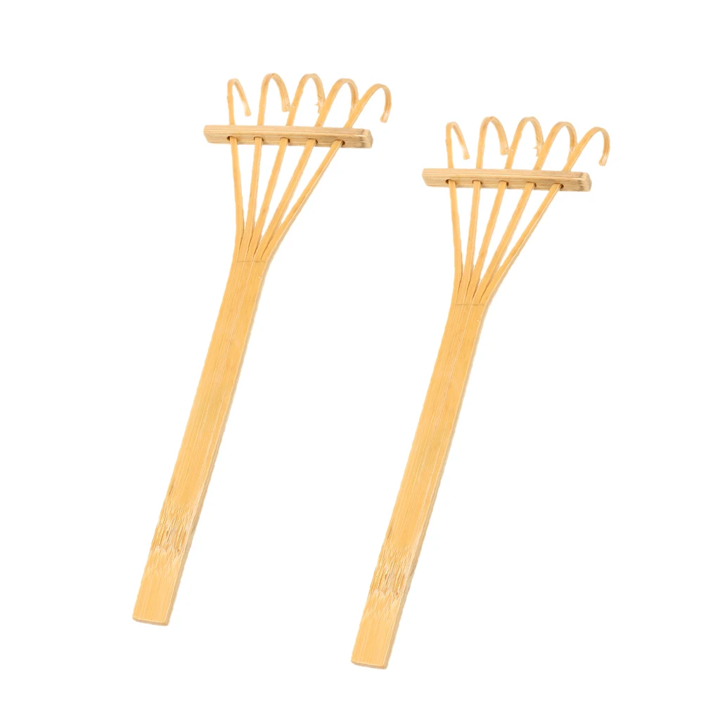 PACK 2PCS Bamboo Rake Ornament for Home Garden Bonsai Microandscape Decor