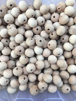 

100pcs 15mm 20mm Natural Beech Wood Beads Unfinished Baby Teether Wood Beads
