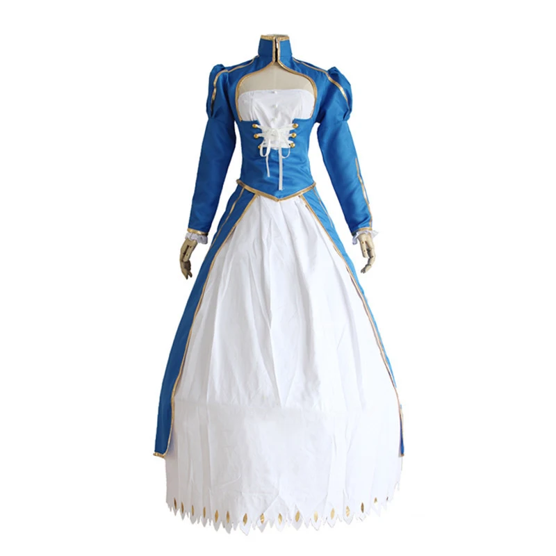 Saber Arturia Pendragon Anime Fate/ZERO Fate/stay night Cosplay Cartoon Halloween Cos Woman Blue battle suit Costume | Тематическая