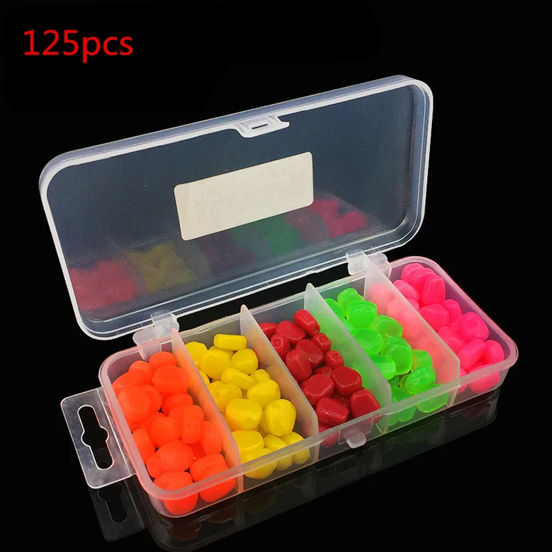 

125pcs/set Simulation Corn Fishing Baits 5 Colors Mixed Floating Pop Up Corn Smell Fishing Lure with Tackle Box