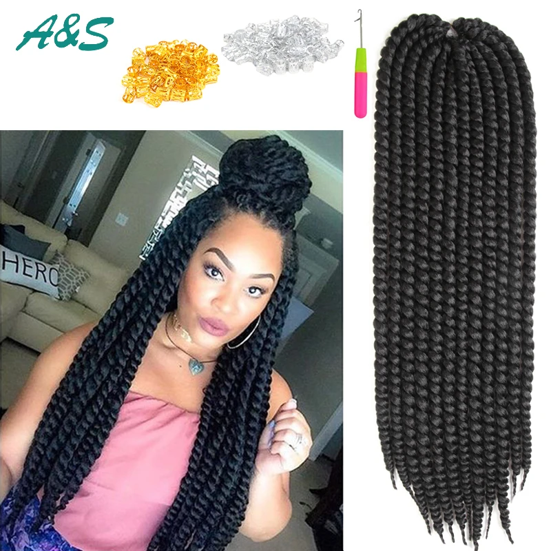 18" Havana Mambo Twist Crochet Braids Braiding Hair 120g/pack ...
