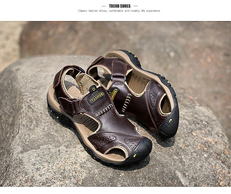 Men Summer Sandals Genuine Leather Casual Shoes Man Roman Style Beach Sandals Brand Men Summer Shoes Big Size 39-46 (18)
