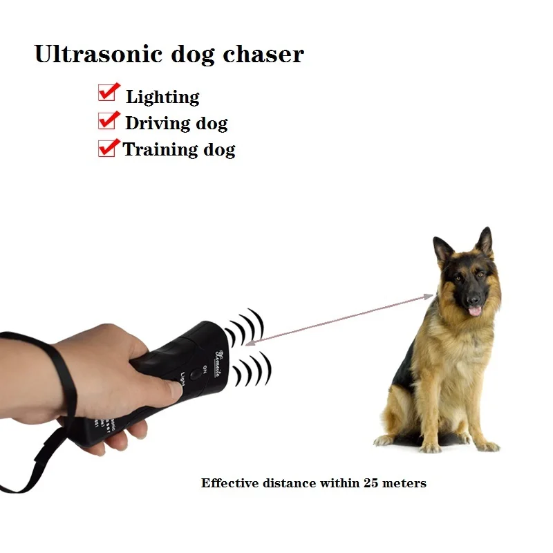 

1Pc 13.5*5.7*3cm Ultrasonic Dog Chaser Stops Aggressive Animal Attacks Repeller Flashlight Dog Training Device Defense Supplies