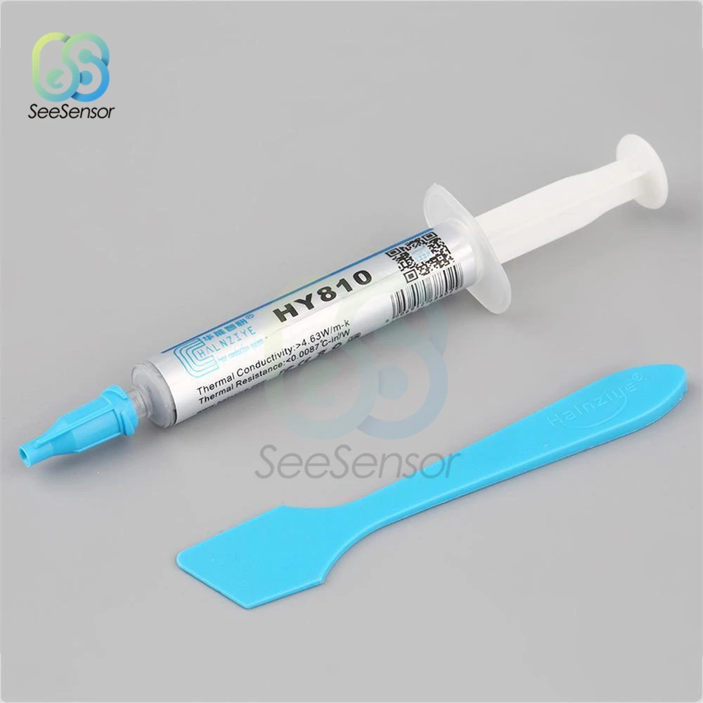 HY810 2G Thermal Grease Grey CPU Chip Heatsink Paste Syringe Thermal Grease with A Plastic Tool Scraper HY810 2G Thermal Grease Grey CPU Chip Heatsink Paste Syringe Thermal Grease with A Plastic Tool Scraper