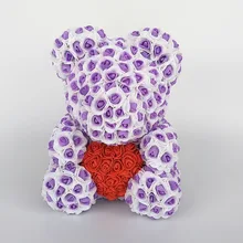 Плюшевый медведь Роза медведь с сердцем искусственные розы Пена Розы Цветок День святого Валентина подарки День матери 35 см цветы