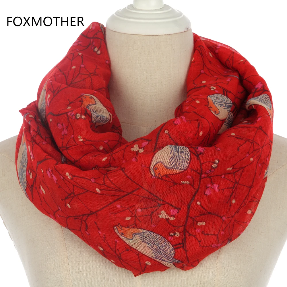 FOXMOTHER легкий мягкий модный бежевый серый Небесно-Голубой птица на дерево кольцо шарфы платки Петля Шарфы женские подарки