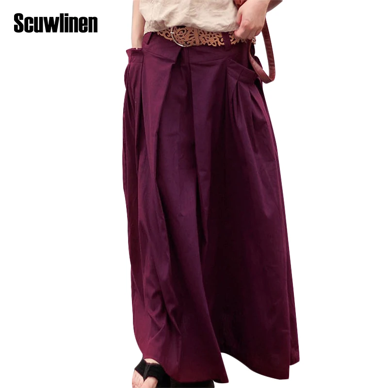 SCUWLINEN 2017 Women Skirts Saias Femininas Plus Size Linen Skirts