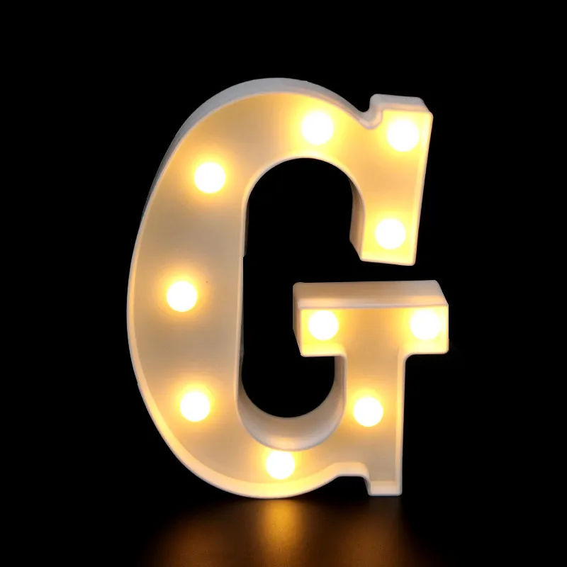 1 шт. 26 букв Белый светодиодный ночной Светильник буквы алфавита лампа для дня рождения Свадебная вечеринка Спальня Настенный декор в форме сердца - Цвет: G