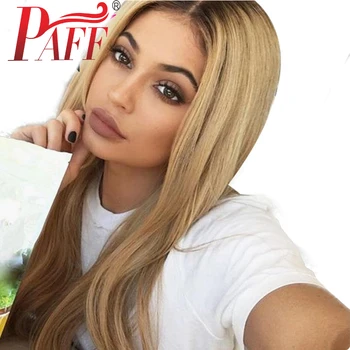 

36C Straight Ombre Full Lace Wig Peruvian Remy Hair 130 Density Two Tone Color Middle Part 12-30 Inches Human Hair Wig for Women