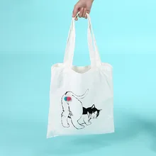 Белая парусиновая сумка через плечо YILE с принтом кота и двумя шерстяными шариками ZT02c