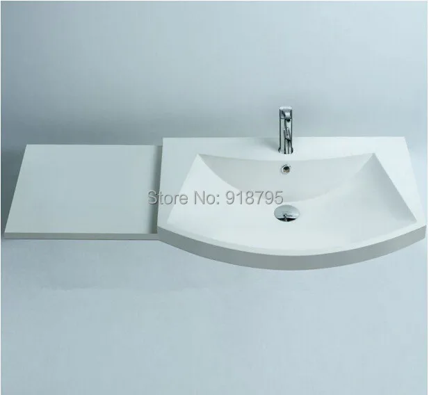 

Rectangular Matt Solid Surface Stone Counter Top Wash Sink Bathroom Wall Hung Washbasin RS3804-594