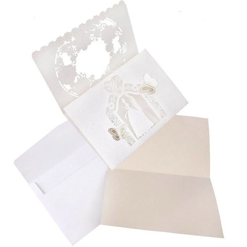  Hot Creative Birthday Wedding Invitation Cards Free Envelopes with Blank Lace Floral @LS - 33013392595