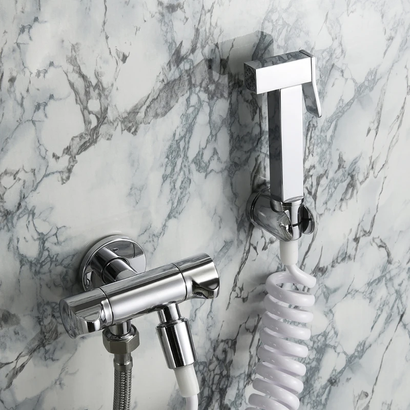 Modern Bath WC Toilets Shower Spray Toliet Bidet Faucets Brass Chrome  Bathroom Hardware Hand Held  Bidet Sprayer Bidets