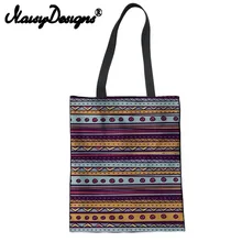 Бесшумные дизайны в этническом стиле с принтом многоразовые парусиновые сумки для покупок для женщин девочек складной экологичный мешочек Лен Mujer