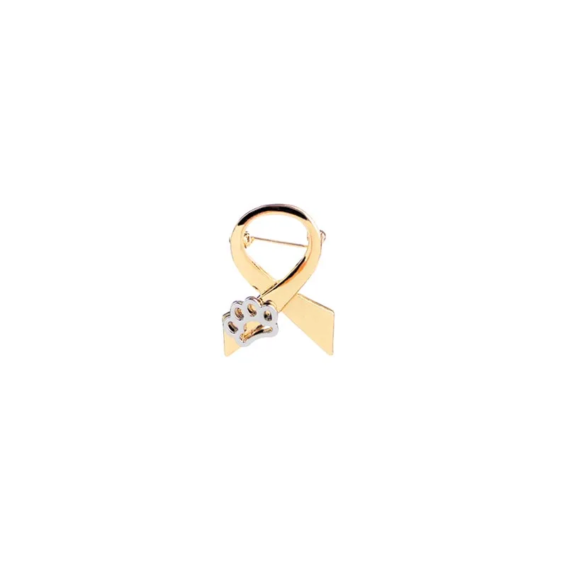 

Fashion hot sale dog claw heart ribbon plating alloy brooch gold and silver two color card needle for men and women