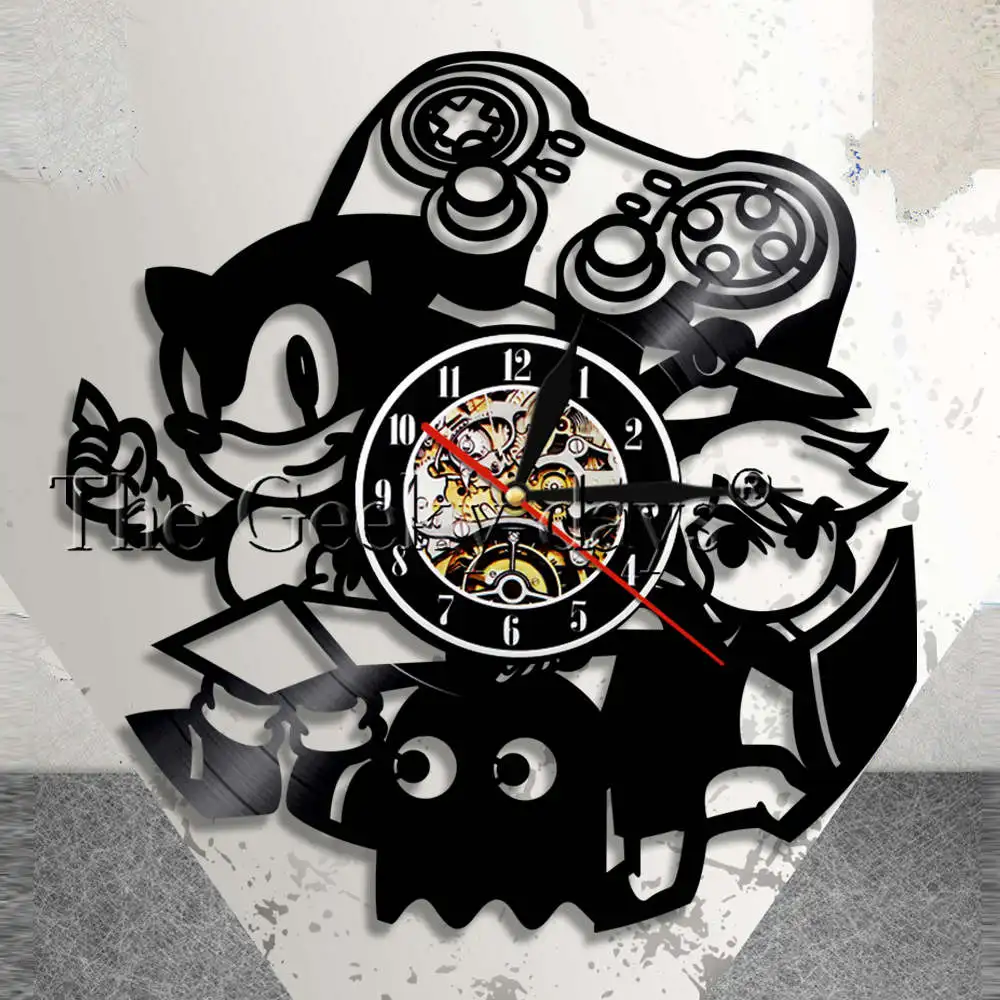 Vintage Video Game Wall Clock Home Decor Gamepad Arcade Room Wall Sign Gamers Vinyl Record Wall Clock Game Boys Gift Idea