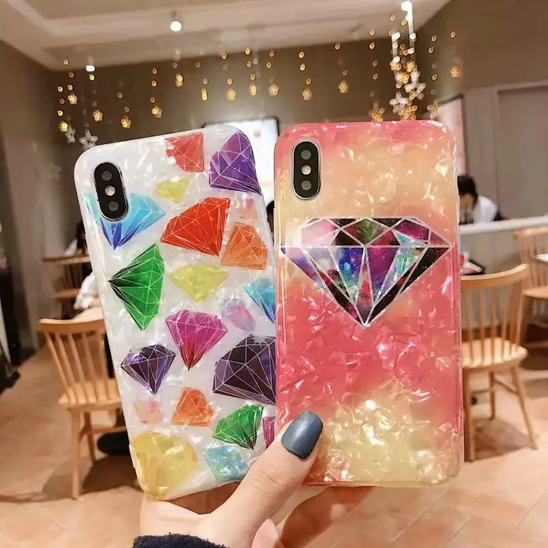 

Shell grain 3D diamond graphic phone case For iphone Xs Max Xr X All-inclusive soft Tpu Cover For iphone 6 6S Plus 7 8 Plus Case