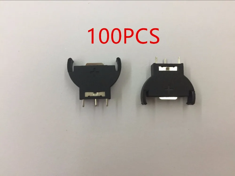 100 PCS New Vertical CR2032 2025 Half Round Battery Coin Button Socket 3 PIN Holder Case
