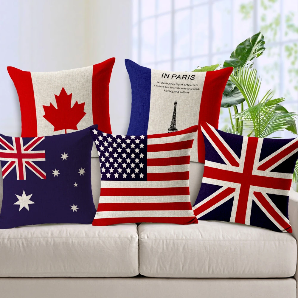 Especiales Mantas Almohadas Lino puro banderas de todas las naciones Cojines Tapas silla cuadrado impreso funda almohada|funda de almohada|pillow flaglinen throw pillow -