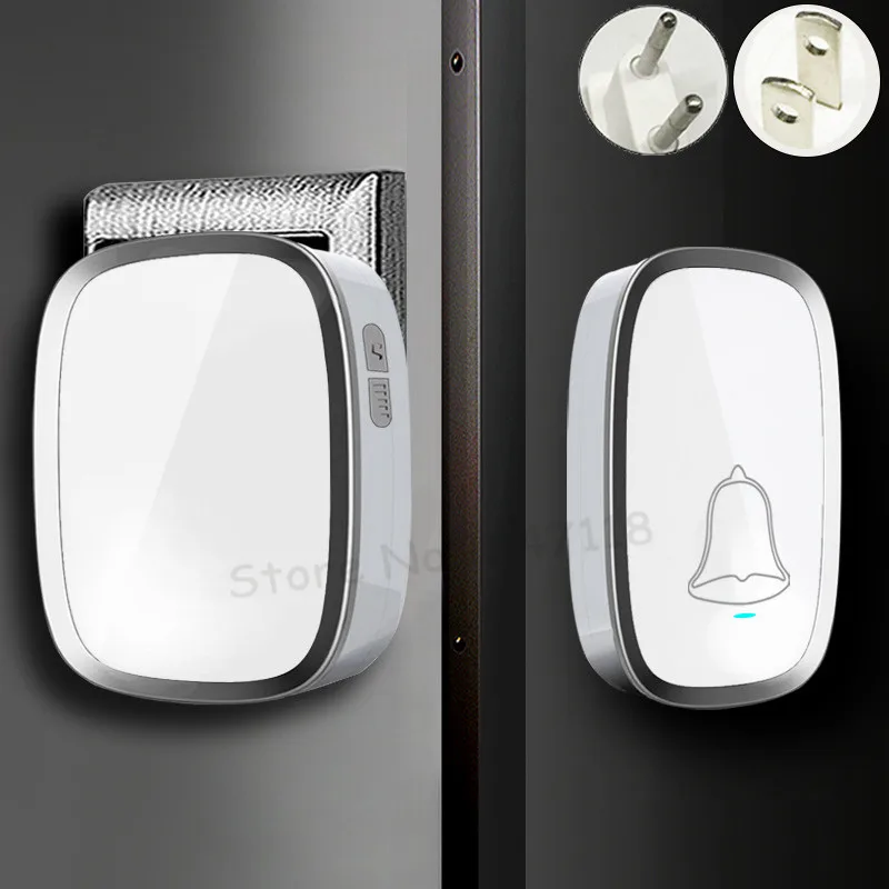 Белый ЕС/США плагин водонепроницаемый беспроводной дверной звонок умный 36 Chime светодиодный мигающий свет электрический дверной звонок 1 кнопка+ 2 приемника