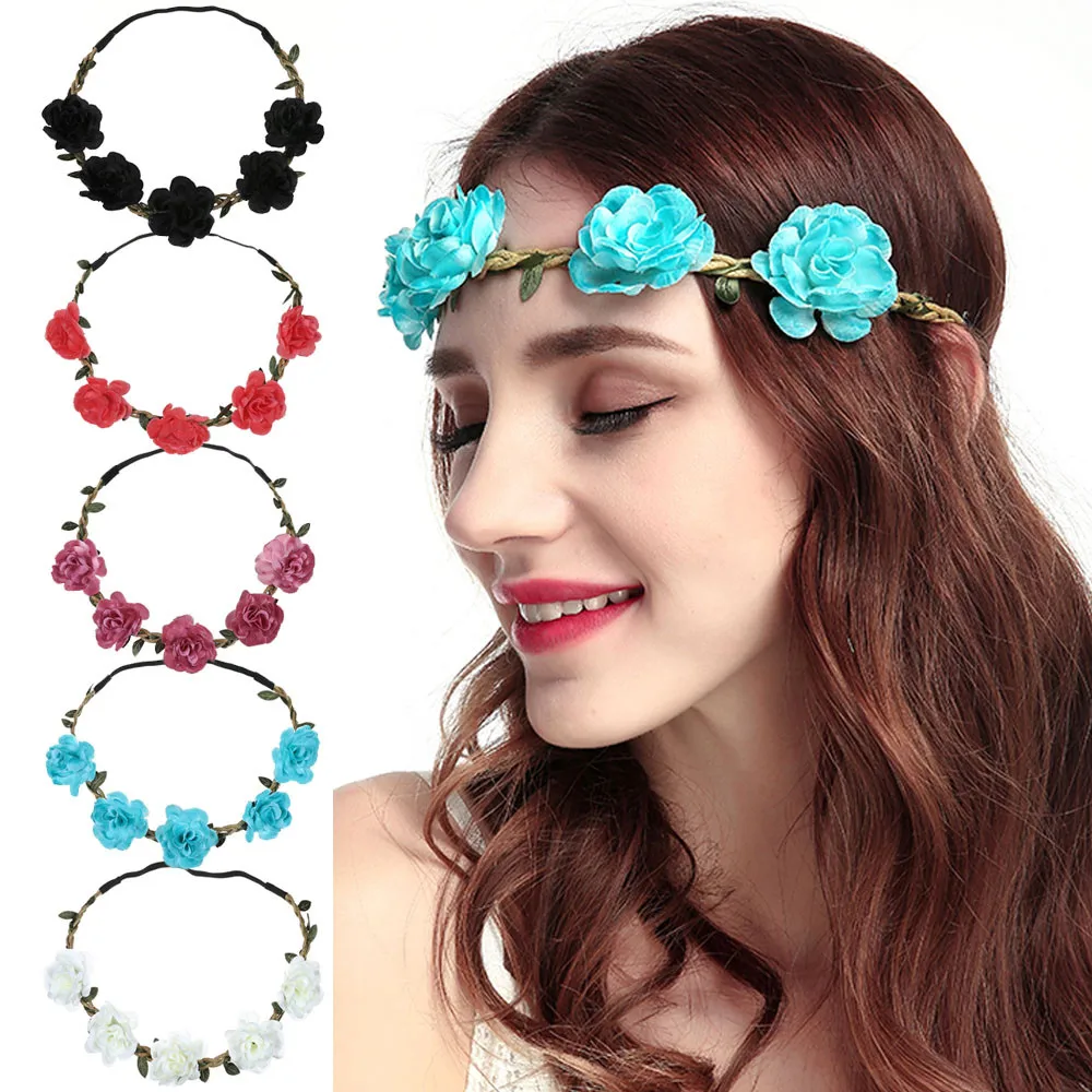Головные уборы Boho дамы цветочные цветы для праздников, свадеб Гирлянда волос головная повязка вечерние Guirnalda del tocado#10