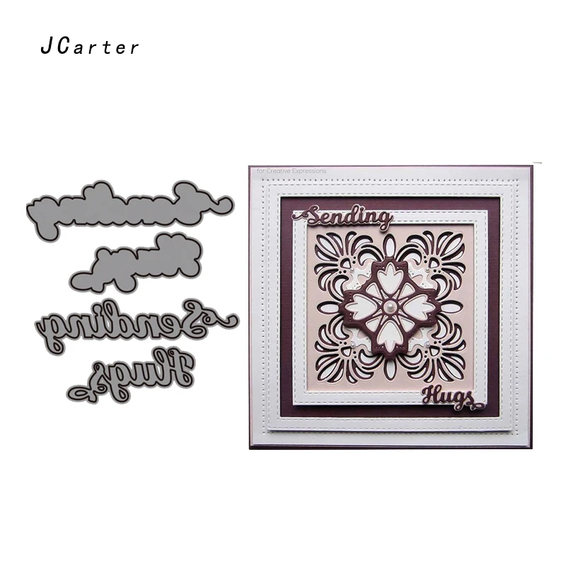 

JC Metal Cutting Dies Scrapbooking Dies Cut Sending Hugs Words Letters Card Making Stencil Craft Folder Paper Album Alinacrafts