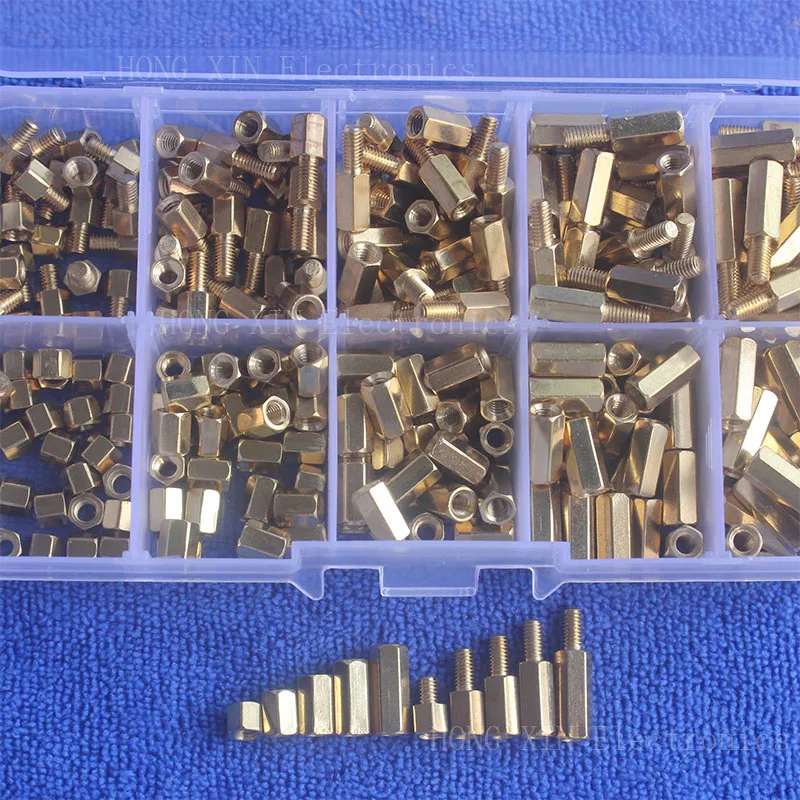 Najtaniej 300 sztuk mosiężny dystans żółty M3 gwint Spacer 4 12mm i Mayitr wodoodporny mosiądz Hex Stand Off filary zestaw zestaw asortymentowy