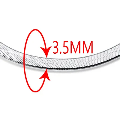 Стерлинговое серебро 925 пробы, мужское ожерелье тонкая цепочка плоская змейка 3-4мм, унисекс для женщин и мужчин, модные цепочки, классические партии, новое горячее предложение - Цвет камня: thickness 3point 5mm