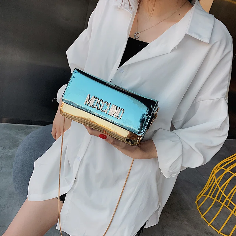 

Crossbody Bags for Women Purses Shoulder Bag Handbags Women Famous Brands Chains Letter Glossy Flap bags for women 2019
