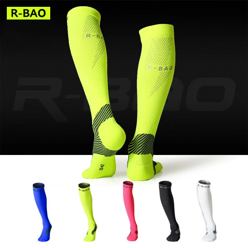 

Brand Man Women Night Running Reflective Long Socks Professional Compression Stocking Anti-Slip Leg Guard for Marathon Runners