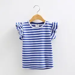 Новые для маленьких детей футболки для девочек одежда детская одежда из хлопка в полоску для малышей Летняя одежда для девочек футболки с